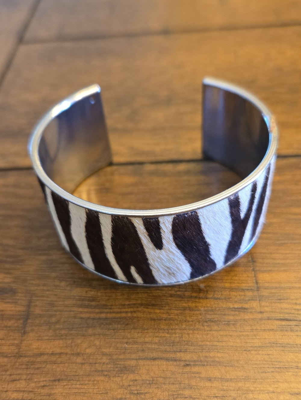 Zebra Print Haircalf Cuff Bracelet